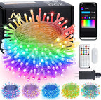 JMEXSUSS 200 LED RGB String Light 66ft Outdoor Indoor, Color Change Christmas Lights Clear Wire Plug in for Bedroom Tree Room Party Birthday Decorations