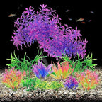 AQUANEAT Artificial Aquarium Plants, Fish Tank Purple Tree Decoration Set, Plastic Accessories, 11pcs