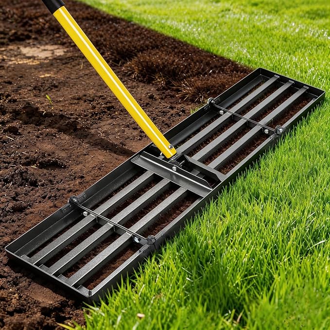 Joyhalo Lawn Leveling Rake, 48 Inch Yard Lawn Leveling for Soil with 78" Adjustable Steel Handle, Heavy Duty Effort Saving Landscape Lawn Leveler for Yard Garden Golf Course Soil Sand Dirt Grass