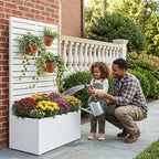 Casaphoria Metal Raised Garden Bed with Trellis, 59"x30"x12" Planter Box for Climbing Plants, Vegetables & Vines, Features Drainage Holes and Privacy Screen (Black-Louvered)
