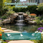 Pond Waterfall Spillway Kit, 8" Pond Waterfall Filter with 660GPH Waterfall Pump & Filter Cage, 10 Ft Corrugated Tubing for Outdoor Garden Ponds, Backyard Water Features
