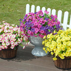 HyeFlora Artificial Faux Outdoor Flowers Plants for Spring Summer Decoration, 12 Bundles Silk Outside Morning Glory UV Resistant Realistic Fake Flowers for Planter Front Door Patio Yard Window Porch