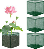 EBaokuup 4 Pcs Aquatic Pond Planting Bags-7" Reusable Mesh Water Garden Pond Plant Pot-Breathable Green Square Lily Plant Pots for Pond Bog Plant Garden Terrestrial Plant