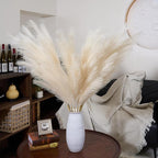 Premium Faux Beige Pampas Grass Decor – Cream Sand 43.3″ 8pcsTall Fluffy Feather Flowers, No Assembly 18-Branch One-Piece Stems for Floor Vase, Boho Wedding & Neutral Home Decor (8pcs 110cm)