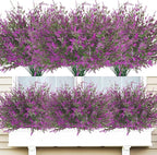 42 Pcs Fake Lavender Flowers Outdoor UV Resistant Faux Plastic Lavender Flowers No Fade Artificial Lavender Purple Plants for Outside Garden Porch Window Box Hanging Planter Decor (Fushia)