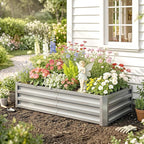 Outsunny Galvanized Raised Garden Bed, 4' x 2' x 1' Metal Planter Box, for Growing Vegetables, Flowers, Herbs, Succulents, Silver