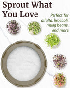 Elementi Sprouting Kit - Set of 2 Sprouting Lids for Wide Mouth Mason Jars, Sprouts Growing Kit for Bean Sprouts (Mushroom)