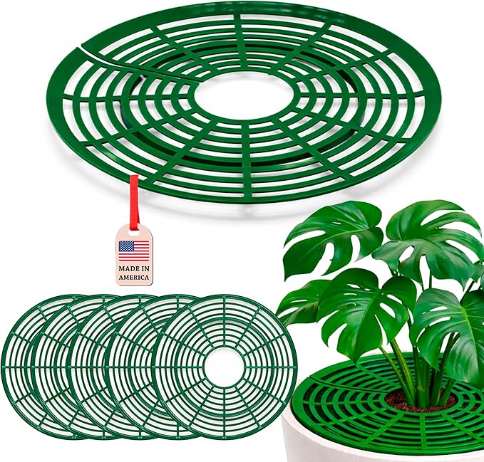 12 inch Plant Pot Cover | Soil Cover for Plants (One Piece Design) | 6 Pack | Dark Green | No Stakes or Assembly Needed | Perfect for Covering Plants from Animals | Made in USA