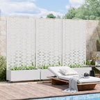 Casaphoria Metal Raised Garden Bed with Trellis and Wheels, 72"x35"x16" Planter Box for Climbing Plants, Vegetables & Vines, Features Drainage Holes and Privacy Screen, White-Brick