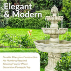 Sunnydaze 51-Inch 3-Tier Water Fountain – Electric Outdoor Fountain with Pineapple Top – Outdoor Patio & Garden Water Feature – Continuous Flow Pump with 6 ft Cord – White