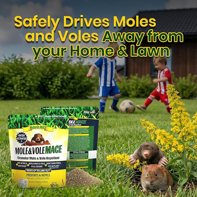 Nature's MACE Mole & Vole MACE – Yard & Garden Granules, Castor Oil Formula, Outdoor Use, Plant & Pet Safe, 160 Fl Oz (Pack of 1)