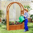 HAPPYGRILL Raised Garden Bed with Trellis, Wooden Elevated Planter Box w/Ached Roof & Detachable Bottom Panels, Liner, Drainage, Indoor Outdoor Wood Planter for Climbing Plants Vine Flower (1)