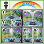 Yzert 2026 Remote Solar Powered Fountain, 6W Glass Bird Bath Fountain with 4000mAh Battery, 7 Nozzles, 4 Fixers & 8 Colorful LEDs, Adjustable Water Height for Outdoor Garden Pond Pool