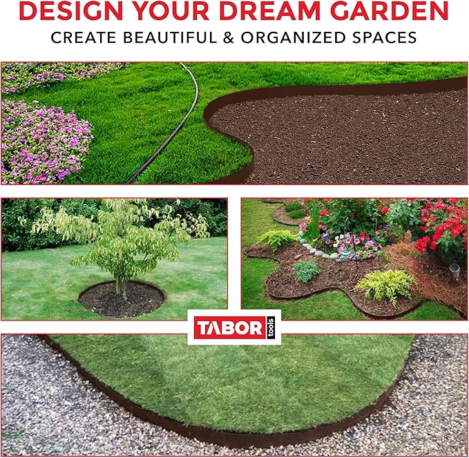 TABOR TOOLS 60 Ft Terrace Board, 5 Inch High, 0.04" Inch Thin, Landscape Edging Coil, Grass Barrier, Bender Board, Garden Liner, ES25. (Brown)