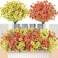 AmyHomie 16 Bundles Artificial Flowers for Outdoor Outside Summer Fall Decoration UV Resistant Faux Flowers No Fade Fake Plastic Plants Garden Porch Window Box Decorating