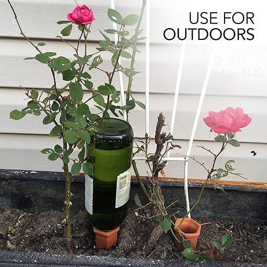 Modern Innovations Ceramic Terracotta Self Watering Spikes (4 Pack) Vacation Automatic Plant Waterer Devices, Indoor/Outdoor Planter Insert, Terra-Cotta Stakes for Potted Plants, Auto-Water System