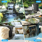 POPOSOAP Pond Waterfall Spillway with Pump Kit, 13.4" H x 12" W Stainless Steel Pond Waterfall Box with Pond Pump, Filtration, 10FT Corrugated Tubing for Outdoor Garden Pond Spillway & Pool