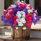 Artificial Flowers Outdoor Morning Glory - 16 Bundles Fake Plants UV Resistant No Fade Faux Plastic Greenery Home Garden Patio Decoration Indoor (1, Multi16-1)