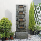 Outdoor Waterfall Fountain with LED Lights, 41” Tall Stone-Look Cascading Water Feature for Home Décor, Realistic Flowing Water Sound for Relaxation, Freestanding Indoor/Outdoor Fountain