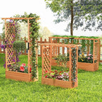 LDAILY Raised Garden Bed with Trellis, Above Ground Garden Bed with Hanging Roof, Side Trellis, & 4 Drainage Holes, Planter Box for Outdoor Climbing Plants Vines Flowers (1, 43.5"L x 17.5"W x 72"H)