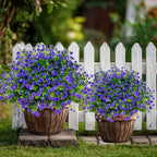 Artificial Flowers for Outdoors Fake Plants - 12 Bundles Faux Outside Greenery Boxwood No Fade Plastic Shrubs Fall Decor Farmhouse Home Garden (Purple)