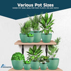 Planter Pots with Drainage Holes - Lightweight, Durable, & Space-Saving Pots for Indoor and Outdoor - Versatile Functionality, Simple Modern Design, Set of 20 Plastic Planter Pots Mint