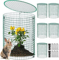 6 Pack Garden Plant Protectors from Animals with Stakes, Metal Mesh and Detachable Covers Wire Plant Cage for Keeping Bunny Animals Out, Chicken Wire Cover Garden Protect (16 * 13 in)