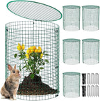 6 Pack Garden Plant Protectors from Animals with Stakes, Metal Mesh and Detachable Covers Wire Plant Cage for Keeping Bunny Animals Out, Chicken Wire Cover Garden Protect (16 * 13 in)