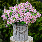 AXYLEX Artificial Flowers for Outdoors Fake Plants - 16 Bundles Faux Outside Greenery Boxwood No Fade Plastic Shrubs Fall Decor Farmhouse Home Garden Thanksgiving Mums (Pink)