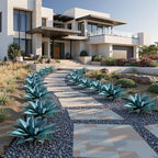 Ttranewsoo Fake Plants Artificial Agave Plants 13.8" Large UV Resistant Fake Agave Planters for Indoor and Outdoor Decorating Tropical Plant Succulents Greenery Indoor Decor (Blue) 2Pack