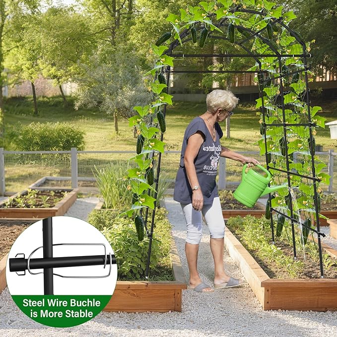 Garden Arch Trellis for Climbing Plants, Adjustable Tunnel Trellis 7.4FT Tall & 5.7 FT Depth, Metal Plant Support Garden Trellis Arch for Outdoor Climbing Vine,Vegetable, Fruit, Flower