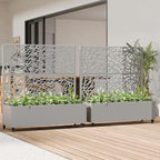 Casaphoria Metal Raised Garden Bed with Trellis and Wheels, 47"x47"x16" Planter Box for Climbing Plants, Vegetables & Vines, Features Drainage Holes and Privacy Screen, Grey-Net