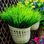 Artificial Monkey Grass Outdoor Shrubs - 20 Bundles Fake Plants UV Resistant No Fade Faux Plastic Greenery Home Garden Porch Patio Decoration Office Indoor (Green Grass)