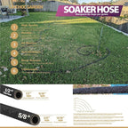 LICNCHOC GARDEN Soaker Hose 25ft,1/2 INCH Flexible Durable Garden Hose for Efficient Watering, Leak-Proof Design 100% Recycled Rubber,Ideal for Lawns,Gardens & Flower Beds