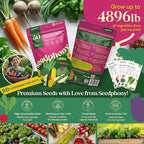 Seedphony 50 Gourmet Garden Vegetable Seeds Variety Pack - 34,455+ Non-GMO Heirloom Vegetables Seeds for Planting Indoor Outdoor: Broccoli, Carrot, Onion, Lettuce, Pepper - Gardening Seed Packets