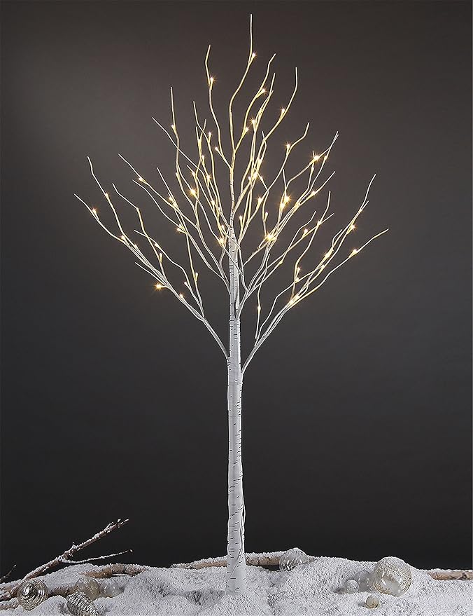 LIGHTSHARE 6 Feet Birch Tree, 72 LED Lights, Warm White, for Home, Festival, Party, and Christmas Decoration, Indoor and Outdoor Use