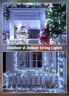 Brightown 4 Pack Solar Christmas Lights Outdoor, Total 184FT 480 LED Solar String Lights Outdoor Waterproof Green Wire with 8 Modes, Solar Fairy Light for Garden Yard Patio Party Decors, Pure White