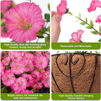 Artificial Faux Hanging Flowers Plants Baskets for Outdoors, Fake Silk Morning Glory Eucalyptus in Planter UV Resistant Realistic Outdoor Flowers for Outside Porch Patio Balcony Garden Yard Home Decor