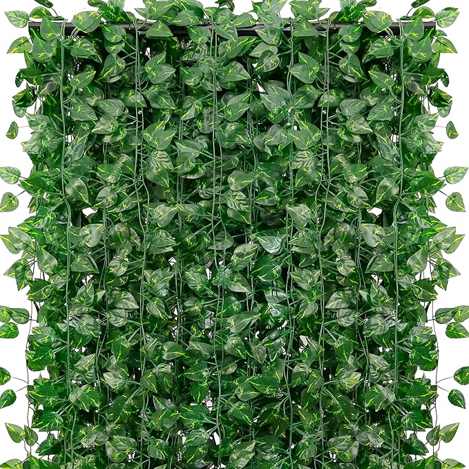 450 Feet 60 Pack Fake Greenery Hanging Garland, Artificial Ivy Leaf Plants, Vine Leaves, Flowers Foliage for Bedroom Garden Wall Decor