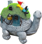 SunGlee Solar Turtle Garden Statue Lights with Rooftop Lawn Gnome Solar Garden Decor for Outside Yard Balcony Patio Lawn Ornament Home Decor Gifts for Mom Grandma