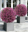 Artificial Eucalyptus Topiary Ball Trees for Outdoor Set of 2 Fake Plant Bushes with Ground Spike UV Resistant Faux Shrubs for Garden Front Porch, Pink