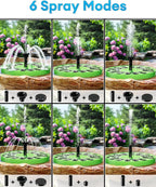 2.5W Solar Bird Bath Fountains– Upgraded Solar Pond Fountain with 6 Nozzles,Solar Fountain for Bird Bath, Pond, Garden Decor (Green)