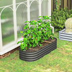 Outsunny 5' x 2' x 1' Galvanized Raised Garden Bed Kit, Outdoor Metal Elevated Planter Box with Safety Edge, Easy DIY Stock Tank for Growing Vegetables, Flowers & Herbs, Dark Gray