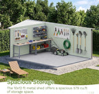 Patiowell 10 x 12 FT Outdoor Metal Storage Shed, Heavy-Duty Shed Storage with Lockable Doors and Steel Frame, Utility Tool Outside Large Storage Shed for Garden, Patio, Backyard, Gray