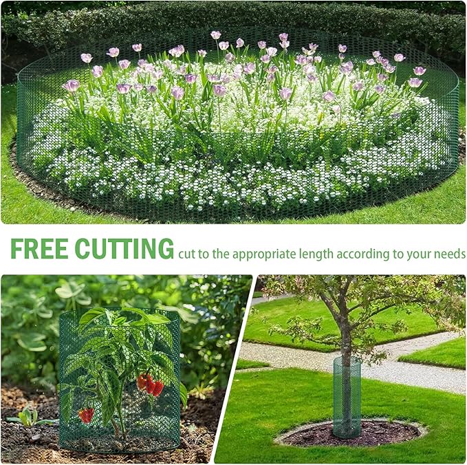 33Ft x 24In Plant Protectors from Animals, Plant Cages for Outdoor Plants, Free-Cut Wire Plant Protector, Plant Cover Chicken Wire Fencing with Ground Stakes & Ties to Keeping Bunny Animals Out