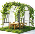 DoCred Garden Arch Trellis, 87in H x 118in L Large Garden Arbor Trellis for Climbing Plants Outdoor Plant Support for Cucumber Grape Vine,Tall Metal Gardens Archway for Lawn Party Ceremony