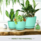 Utopia Home - Plant Pots Indoor with Drainage - 7/6.6/6/5.3/4.8 Inches Flower Pots for Indoor Planter - 5 Pack Plastic Planters - Ideal for Stocking Stuffers or Home Christmas Decorations - Aqua