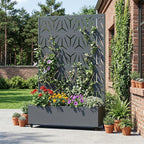 Casaphoria Metal Raised Garden Bed with Trellis and Wheels, 72"x47"x16" Arched Planter Box for Climbing Plants, Vegetables & Vines, Features Drainage Holes and Privacy Screen, Grey-Star