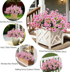 20 Bundles Artificial Flowers for Outdoors, UV Resistant Fake Flowers with Plastic Plants, Faux Silk Flower for Outdoors Planter, Fake Realistic Plant Outside Window Boxes Patio Decor-Pink