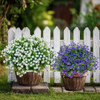 Artificial Flowers for Outdoors Fake Plants - 12 Bundles Faux Outside Greenery Boxwood No Fade Plastic Shrubs Fall Decor Farmhouse Home Garden (White)